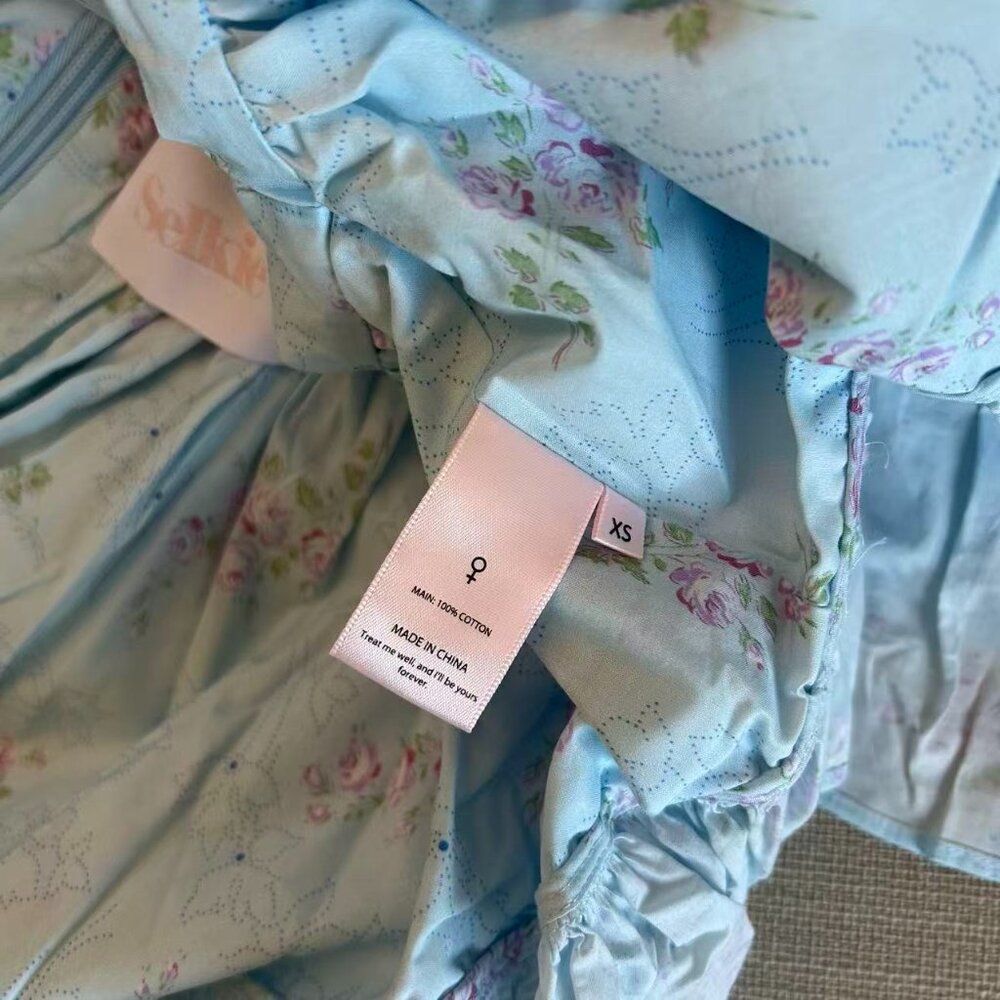 Selkie Light Blue & Pink Floral High-Low Midi Dress - Picture 9 of 10